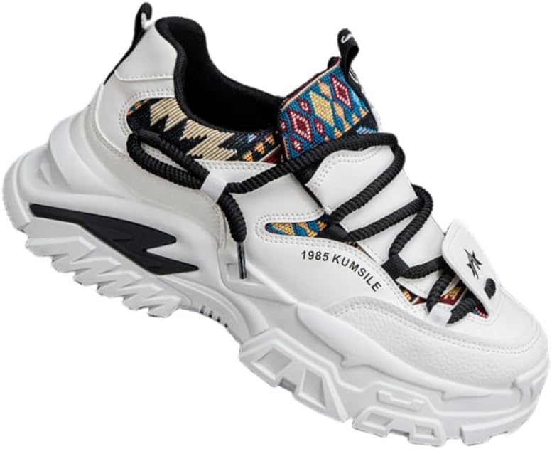 

Мужские кроссовки с толстой подошвой для повседневного и спортивного использования - противоскользящие, прочные, дышащие, удобные. Подходят для бега, занятий в спортзале, активного отдыха на улице и повседневного ношения Clolinde, белый/черный