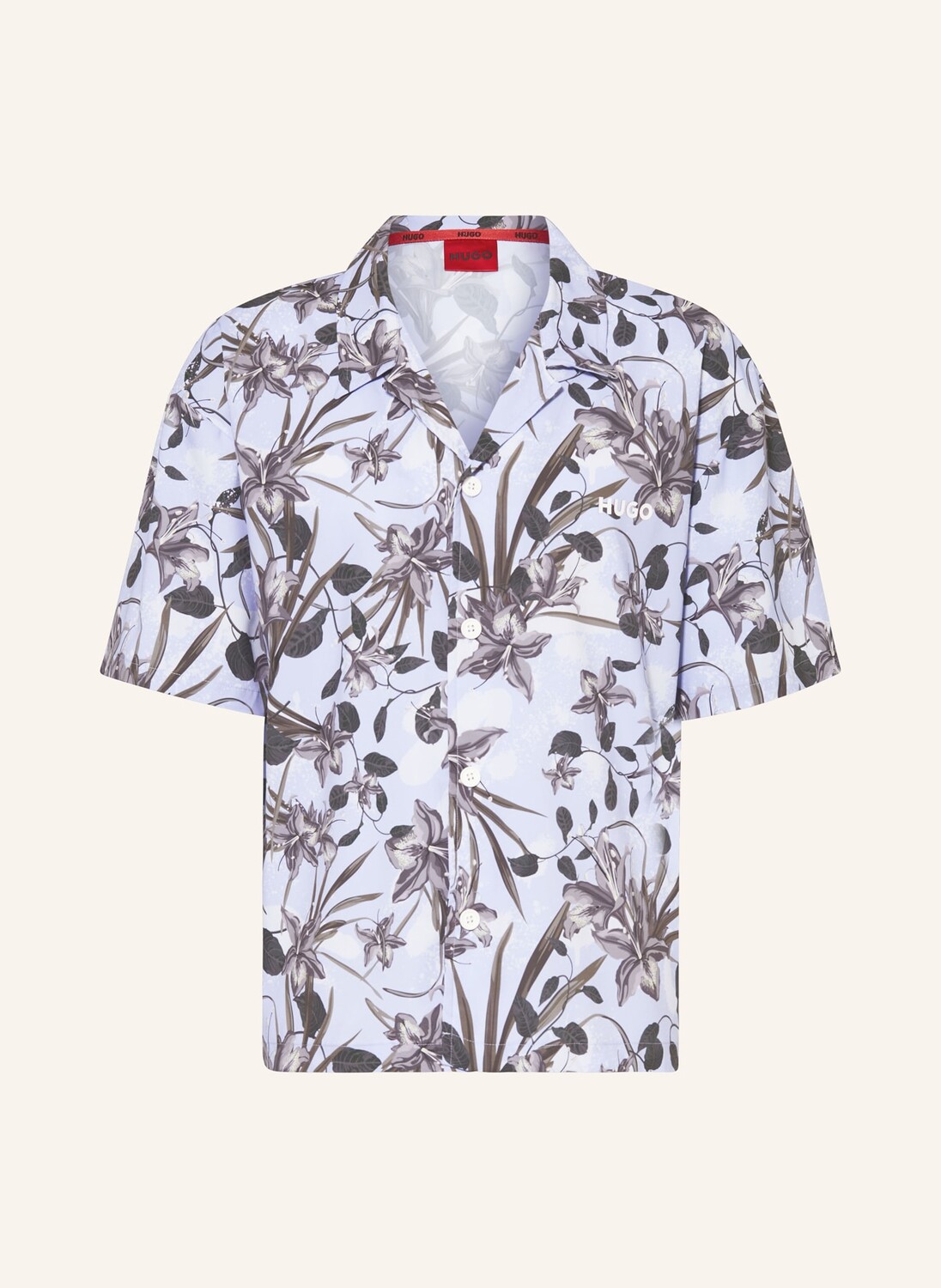 

Рубашка beach resort из атласа HUGO, цвет LILA/KHAKI