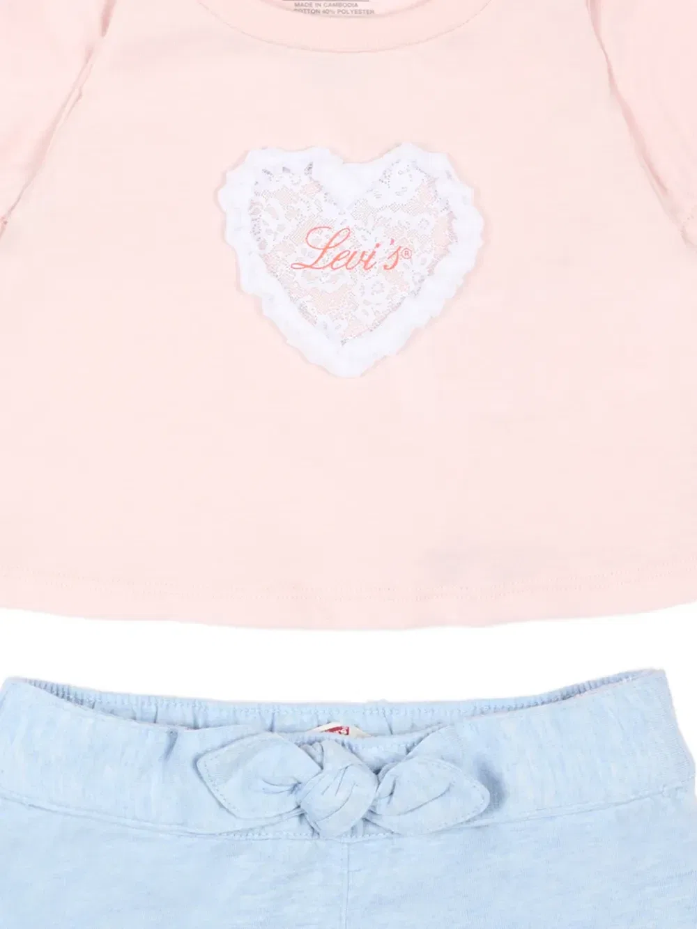Детский комбинезон с аппликацией в виде сердца и оборками Levi's kids, розовый — фото 3