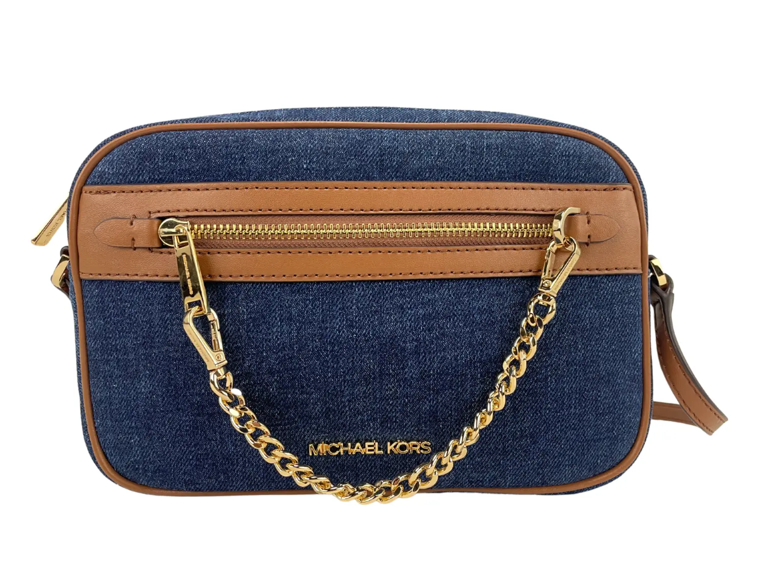 

Jet Set Large East West Indigo Denim Zip Chain Crossbody Bag Кошелек Michael Kors