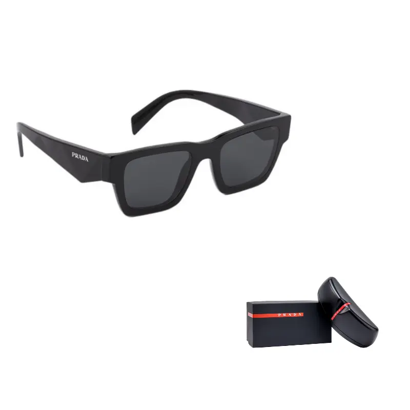 

PRADA Солнечные очки квадратной формы с гравировкой логотипа, Black