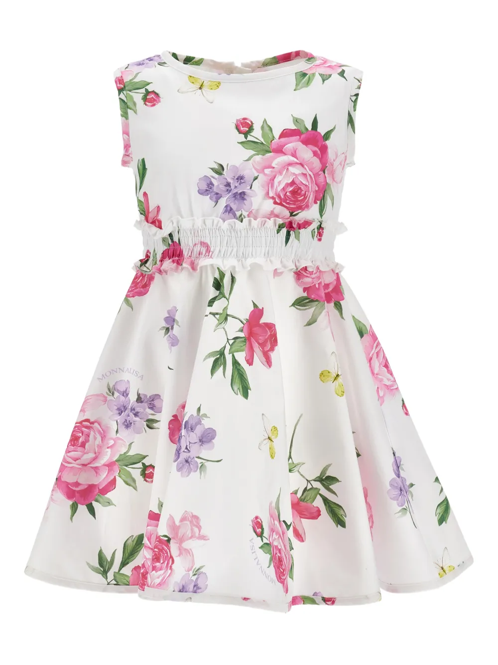 

Платье с оборками и цветочным принтом Monnalisa, белый