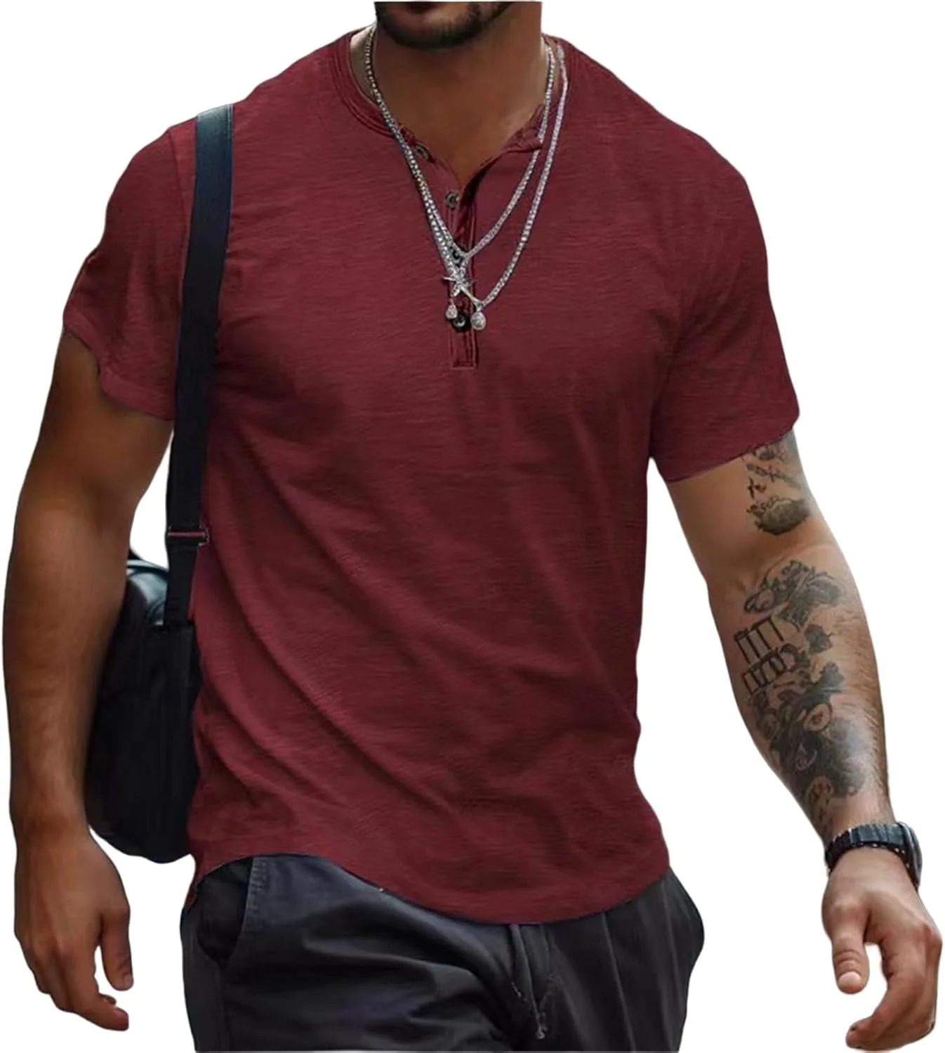 

Футболка Henley для мужчин Slim Fit Vintage с коротким рукавом Thatrich