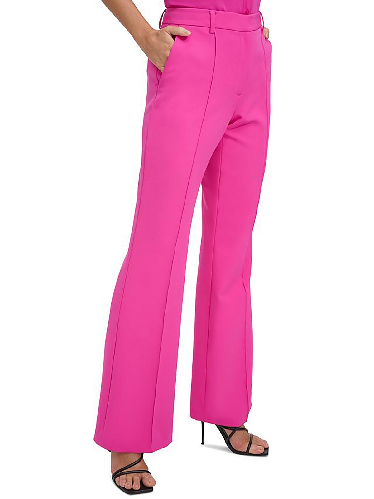 

Женские брюки-клеш с высокой посадкой и защипами DKNY, цвет radiant pink