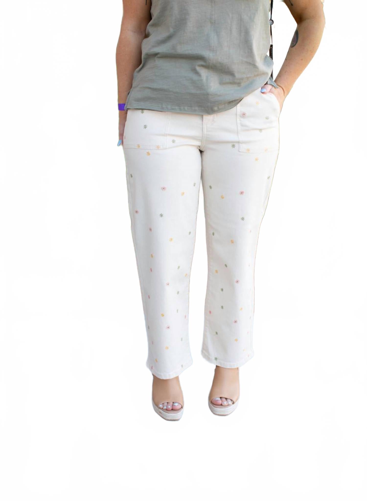 

Женские вышитые джинсовые брюки разноцветные CHARLIE B, мультиколор