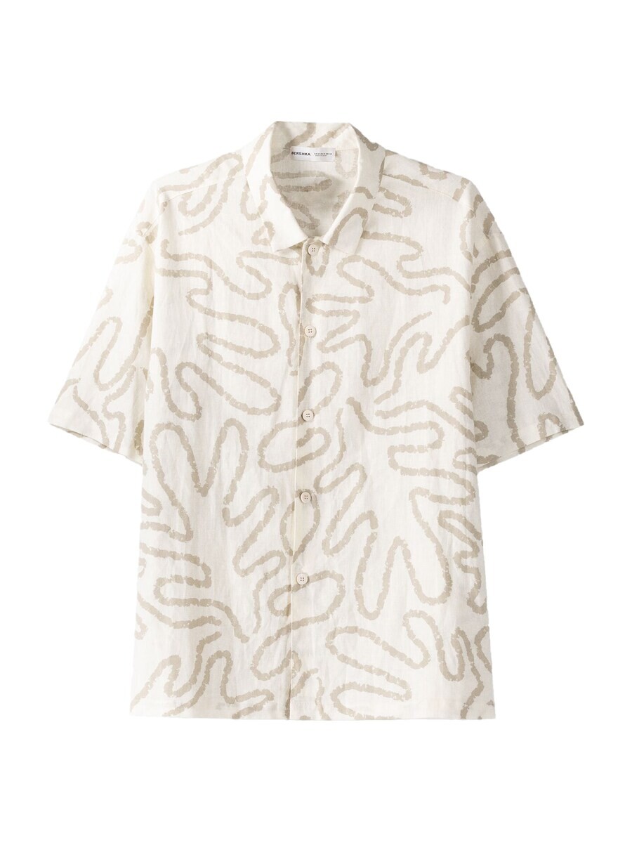 

Повседневная рубашка Bershka Comfort fit Button Up Shirt, цвет ecru/dark beige