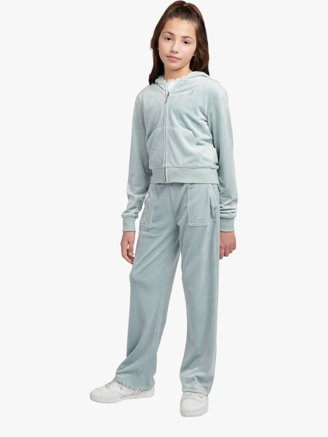 Детские велюровые тоновые широкие джоггеры Juicy Couture, Gray Mist — фото 2