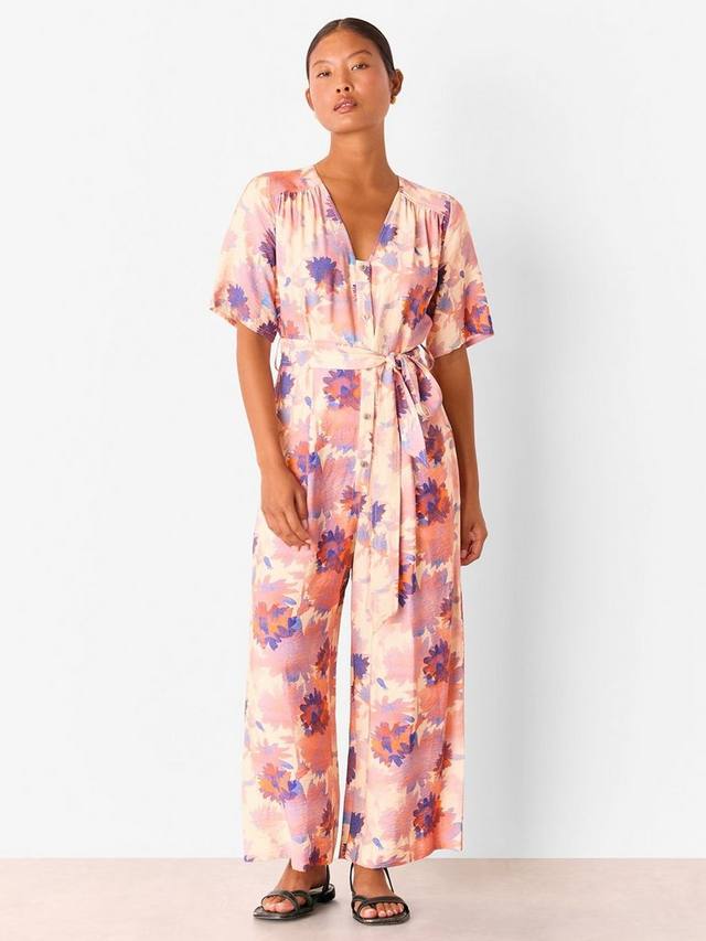 

Повседневный комбинезон Petite с цветочным принтом и застежкой на пуговицах Whistles, Pink/Multi