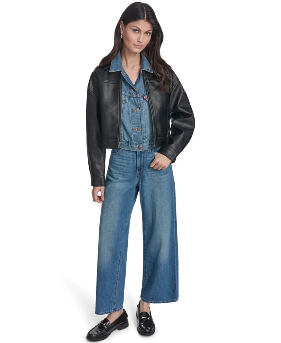 Женская куртка с отложным воротником и застежкой-молнией спереди Levi's, черный — фото 2
