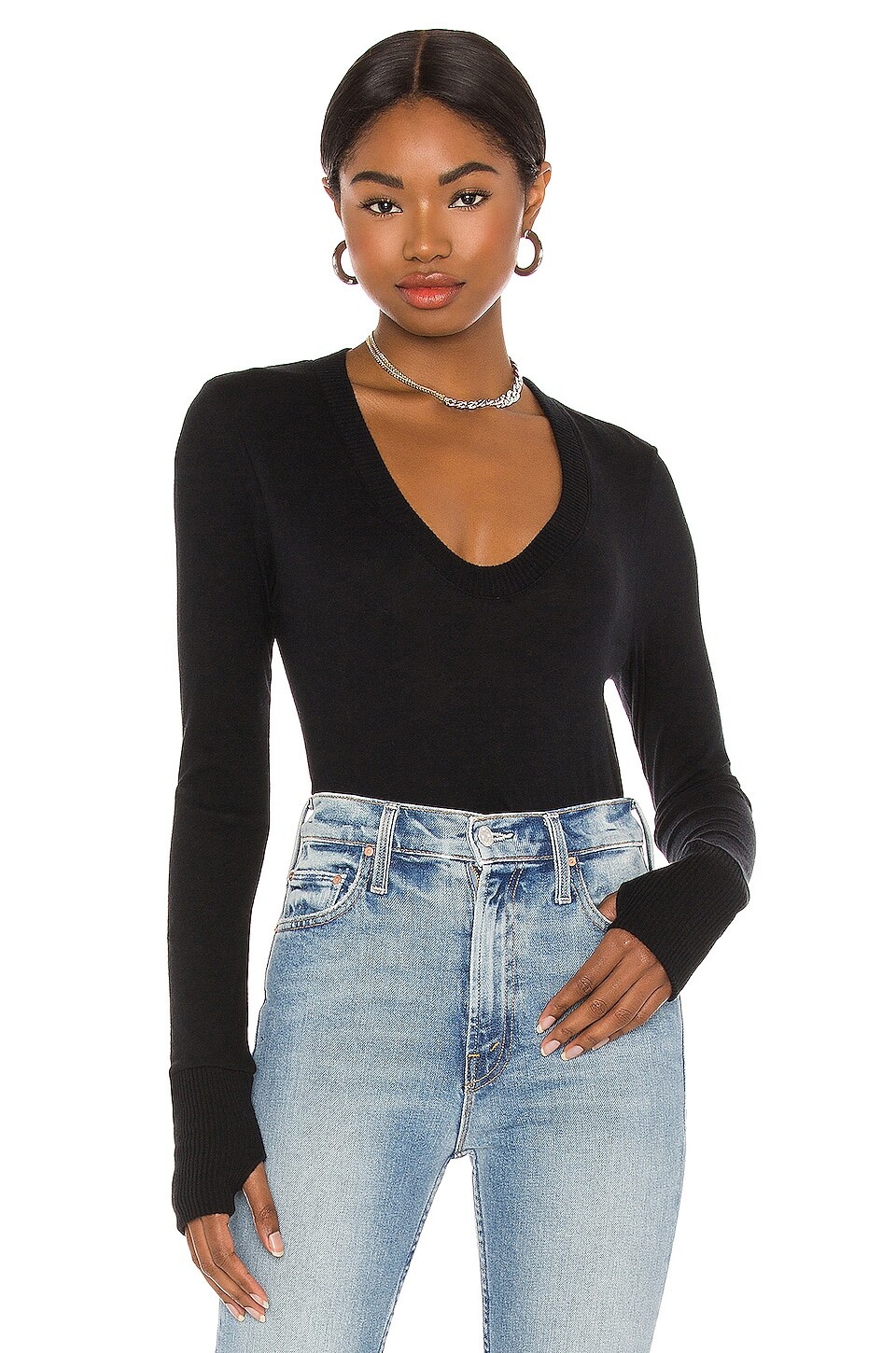 

Свитер Enza Costa Cashmere Fitted V Neck, черный