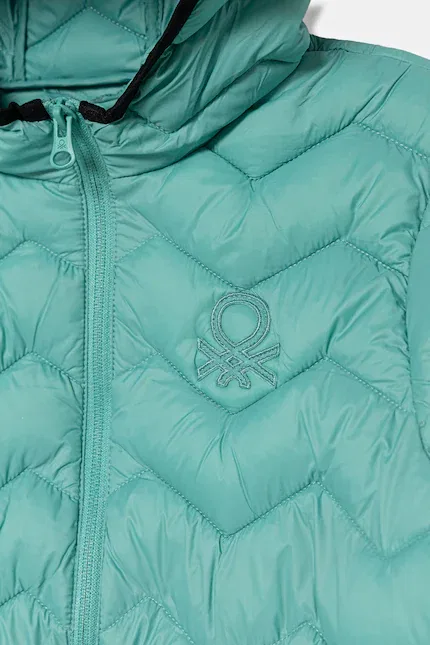 Куртка короткая с капюшоном United Colors of Benetton, бирюзовый — фото 3