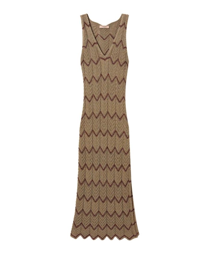 

Зеленое и коричневое платье для женщин Twinset, бежевый