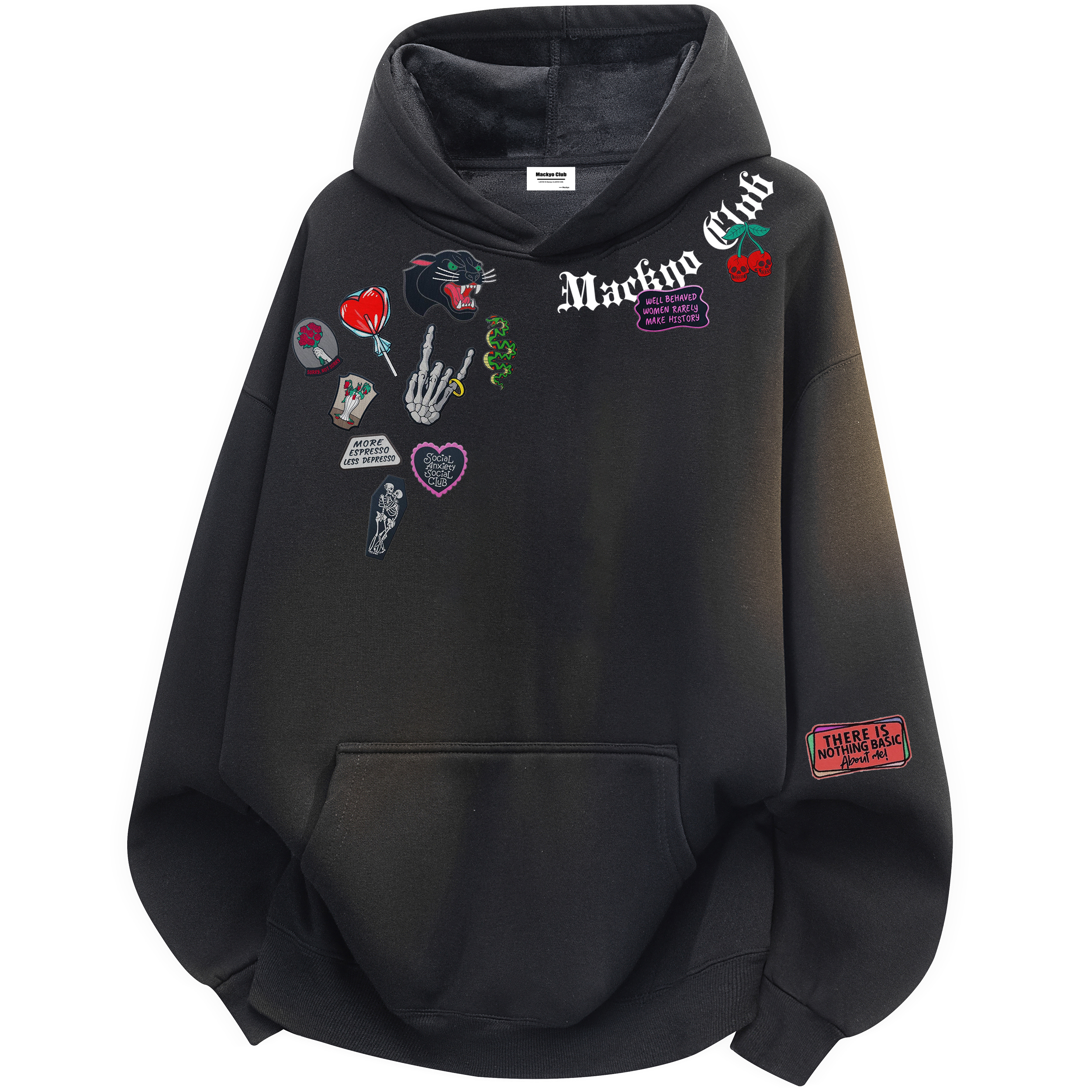 

Толстовка Unisex Hooded Moderate Heavyweight Mackyo, черный [fleece-lined]
