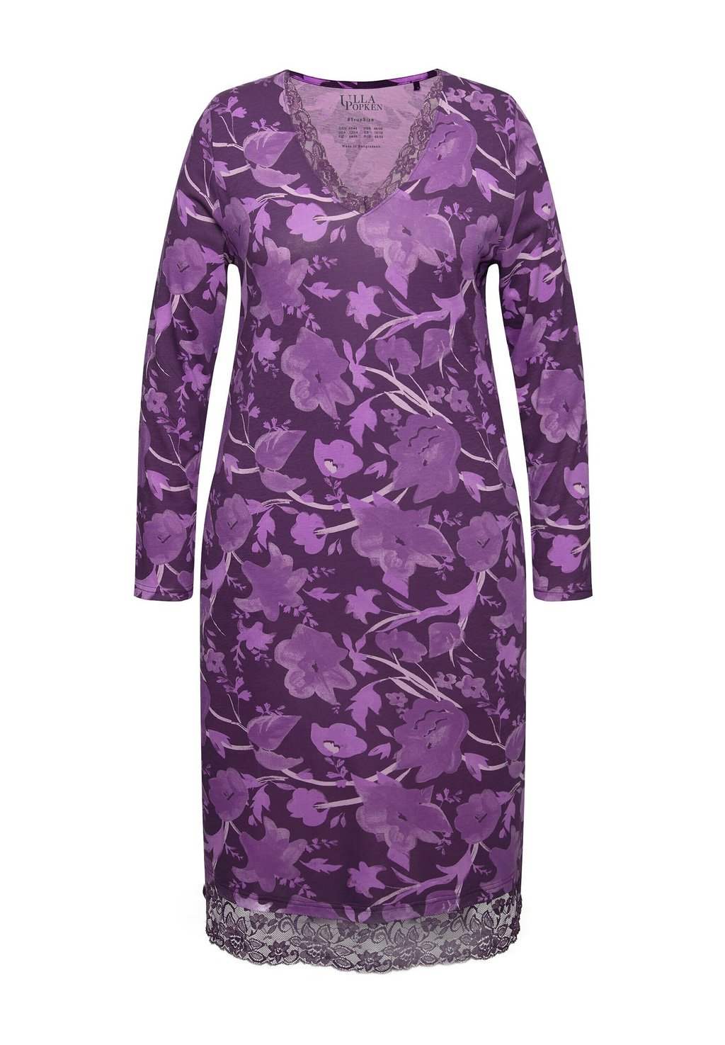 

Ночная рубашка FLORAL LONG SLEEVE Ulla Popken, фиолетовый