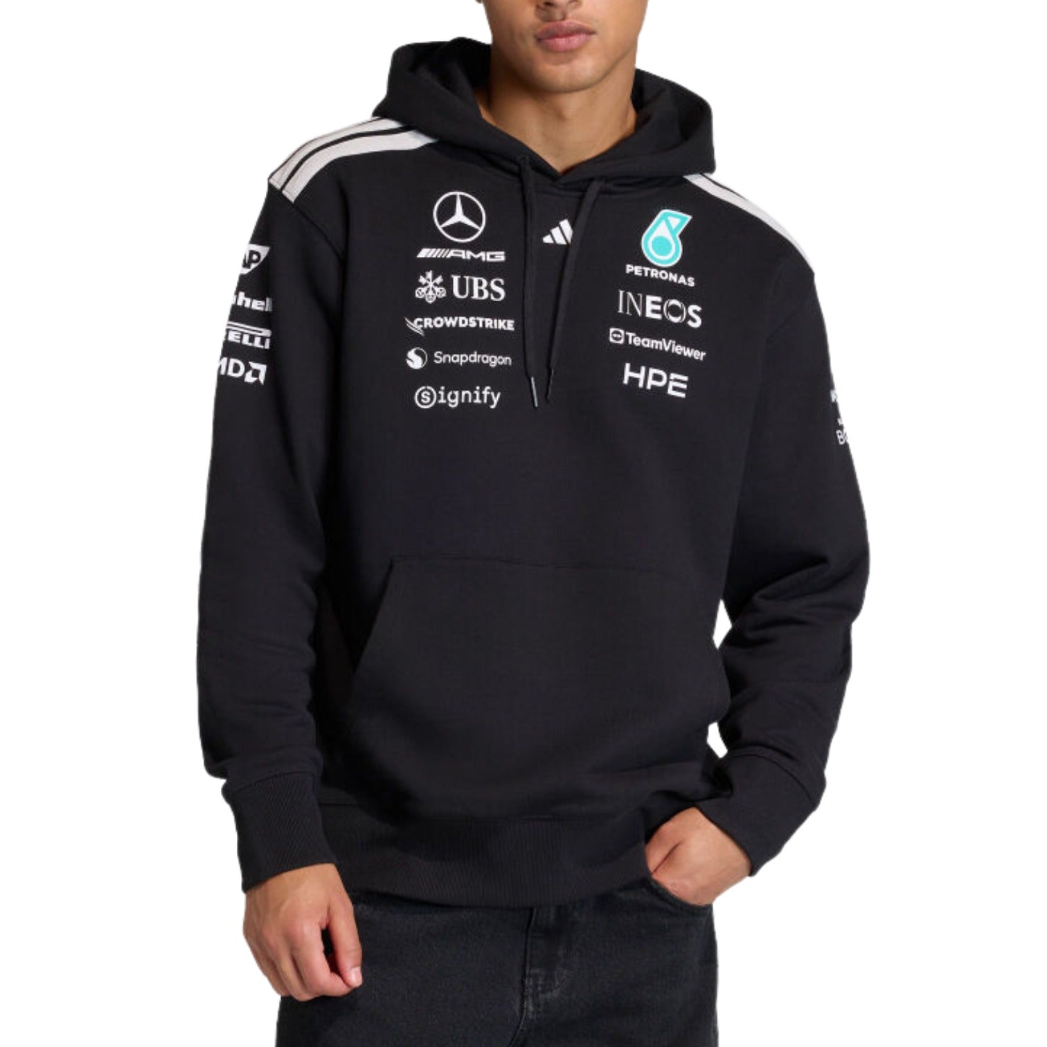 Толстовка Adidas x Mercedes AMG Petronas Formula 1 Team Driver Hood, цвет 'Black' — фото 2