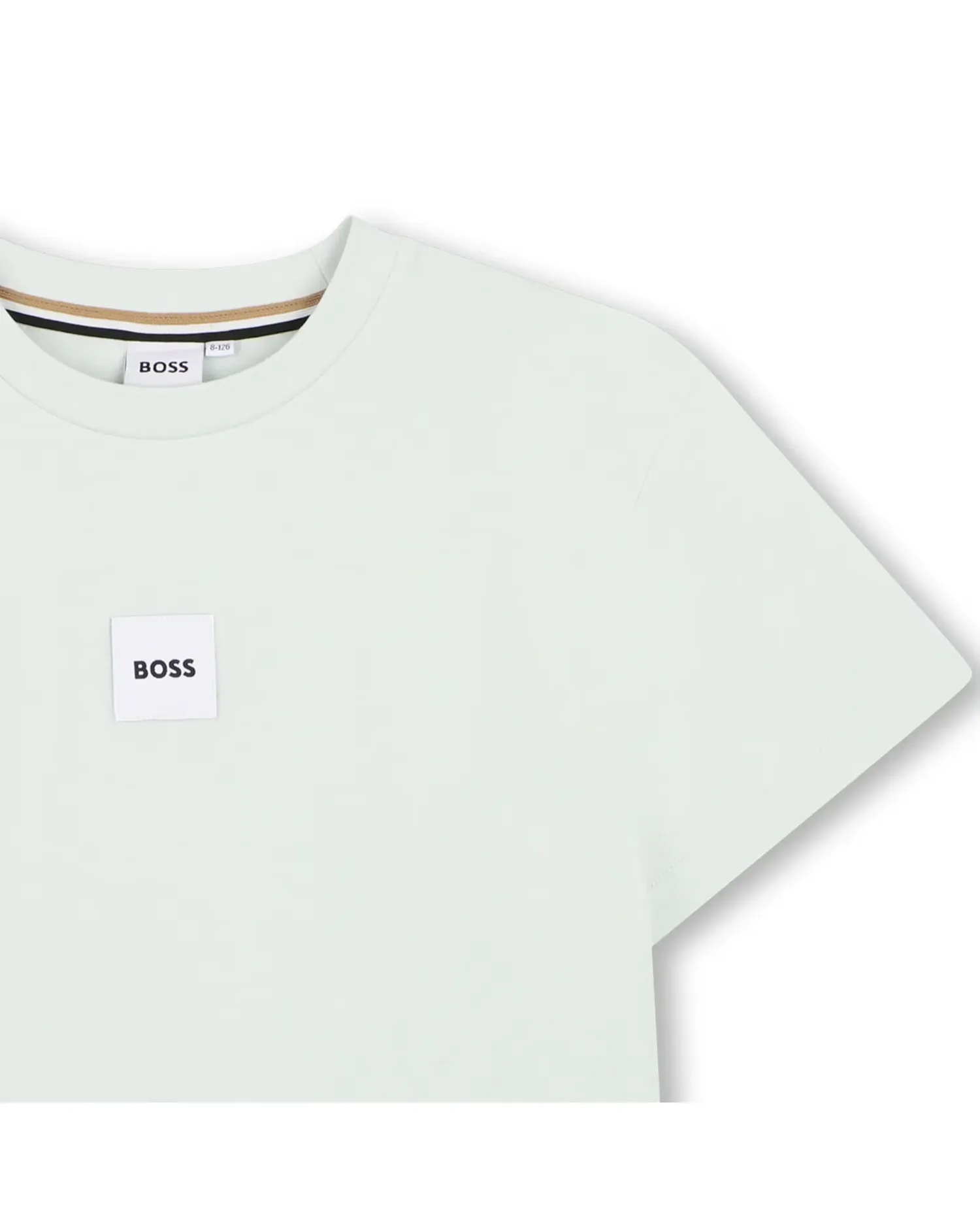 Футболка для мальчика с короткими рукавами с рисунком спереди из хлопка BOSS Kidswear, светло-зеленый — фото 2