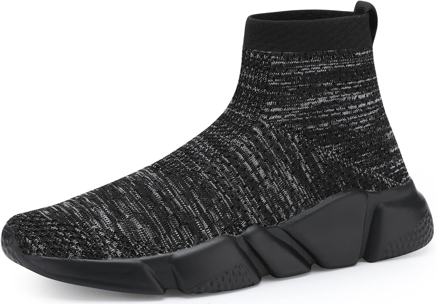 

Мужские кроссовки Santiro, легкие высокие спортивные туфли, дышащие вязаные беговые кроссовки, модные кроссовки для зала и спорта, черный/серый