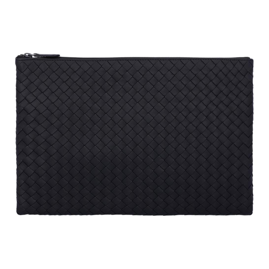 Bottega Veneta Женский клатч из овчины интреччато черный — фото 2