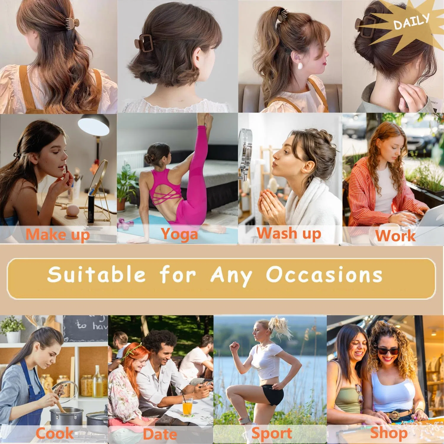 Набор из 12 матовых заколок-крабов для волос Folai — фото 2