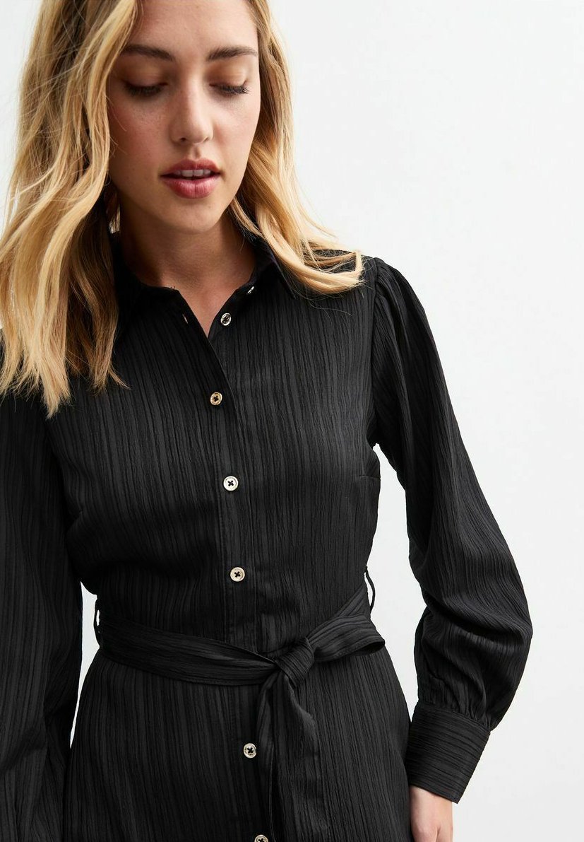 

Платье-рубашка BELTED CRINKLED MINI New Look, черный