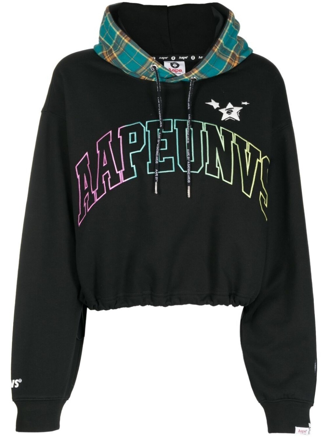 

AAPE BY *A BATHING APE худи с логотипом в клетку тартан, черный