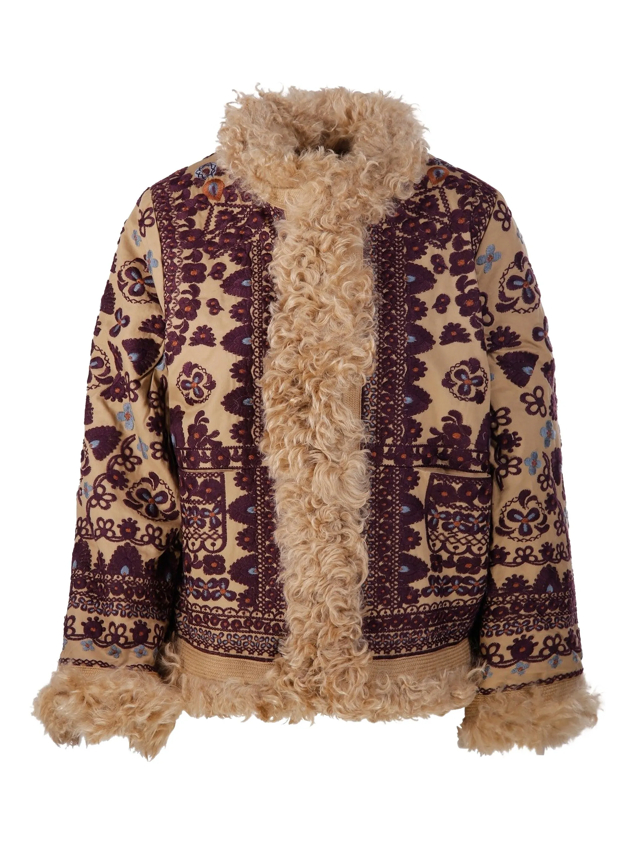 

Куртка с меховой отделкой и цветочным узором Antik Batik, нейтральный