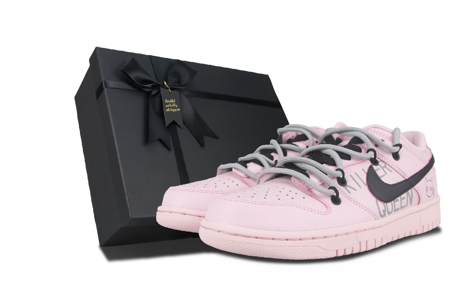 

Кроссовки Nike Dunk Skateboarding Shoes Women's Low-top Black, розовый