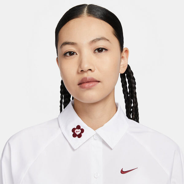 Рубашка спортивная одежда тканая рубашка с длинным рукавом Nike, белый — фото 4