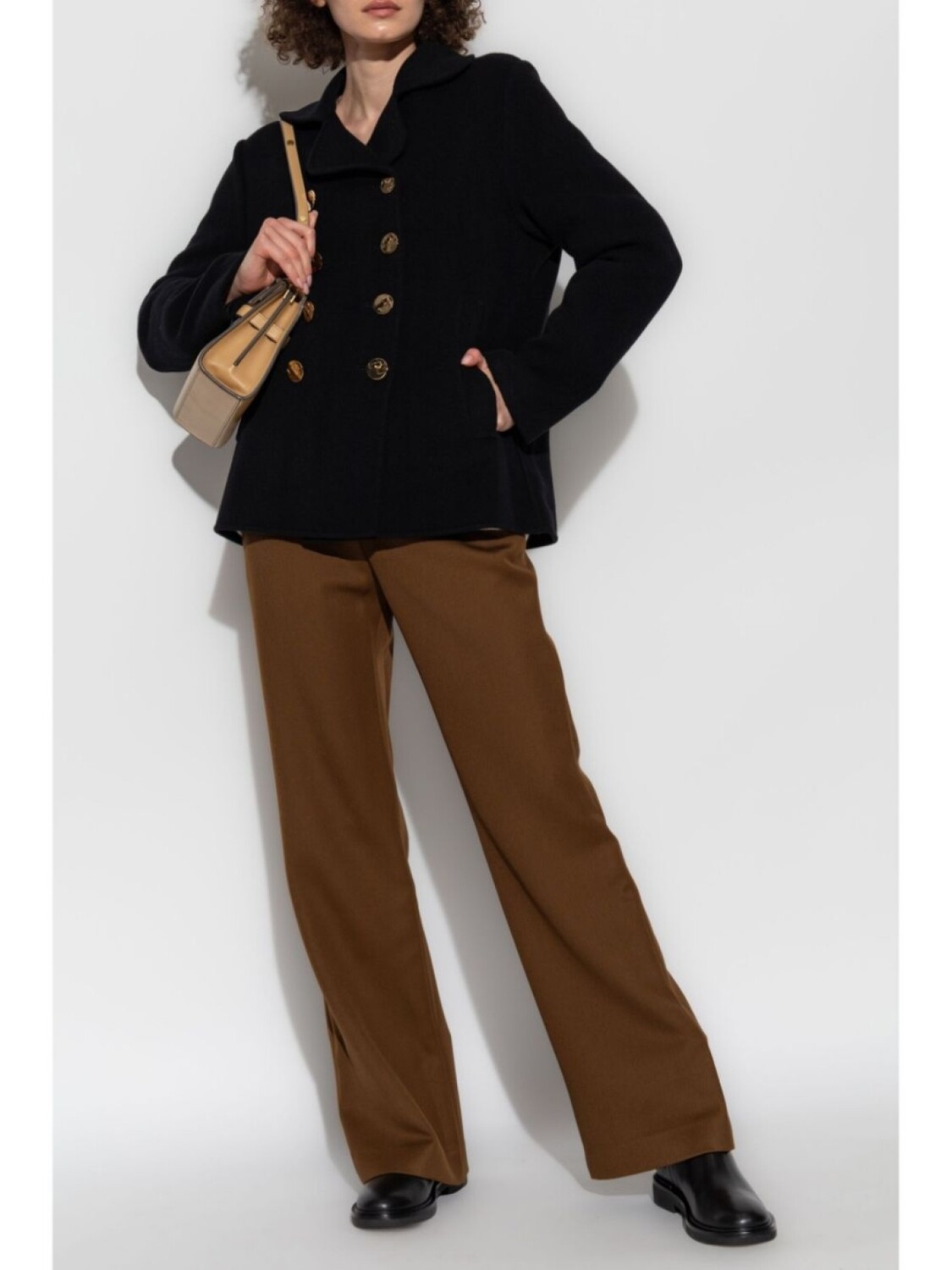 

Tory Burch шерстяной бушлат, черный