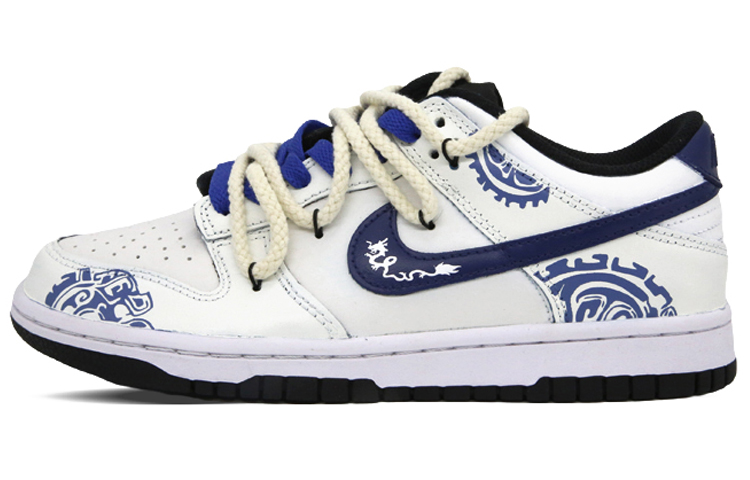 

Кроссовки Nike Dunk Skateboarding Shoes Unisex Low-top Black/white/beige/blue, синий