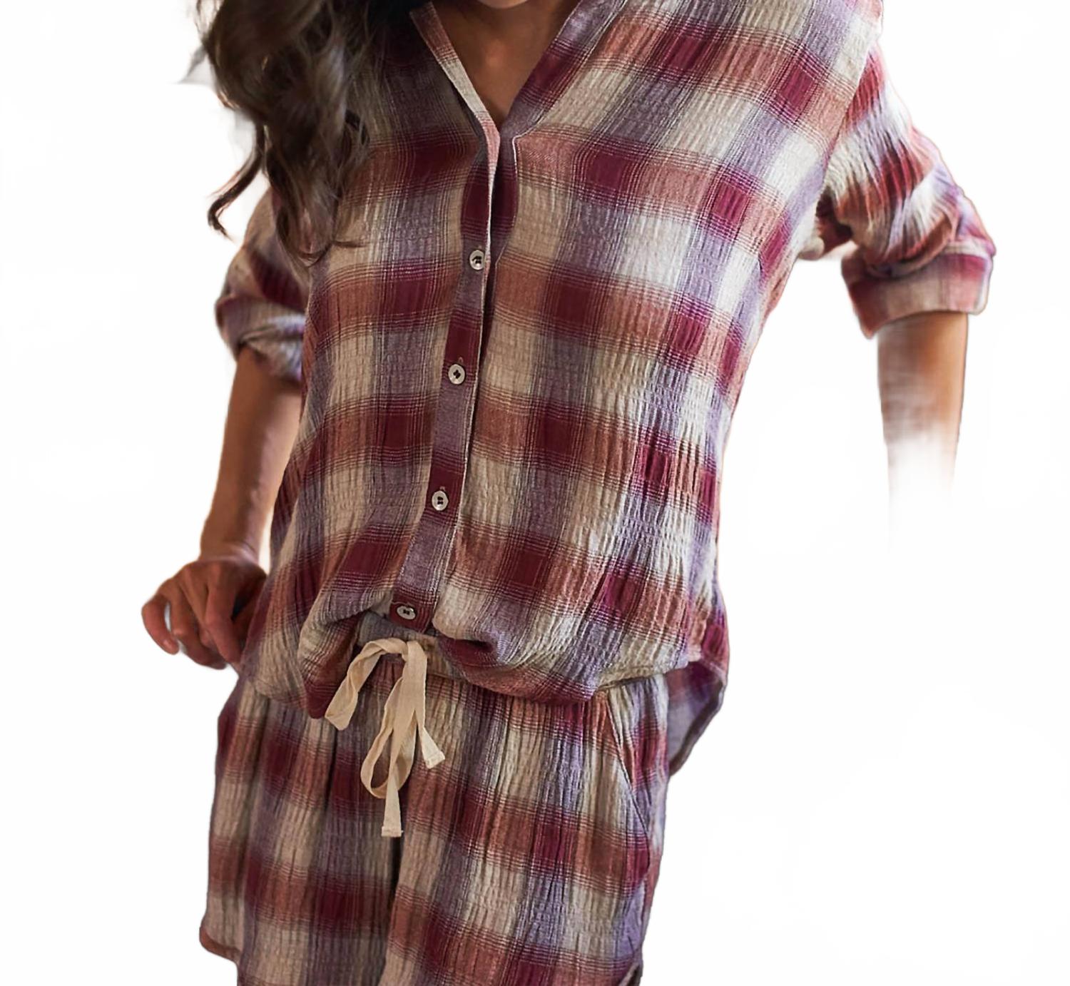 

Топ Nikki Button Up в ягодную клетку LVHR, Berry Plaid