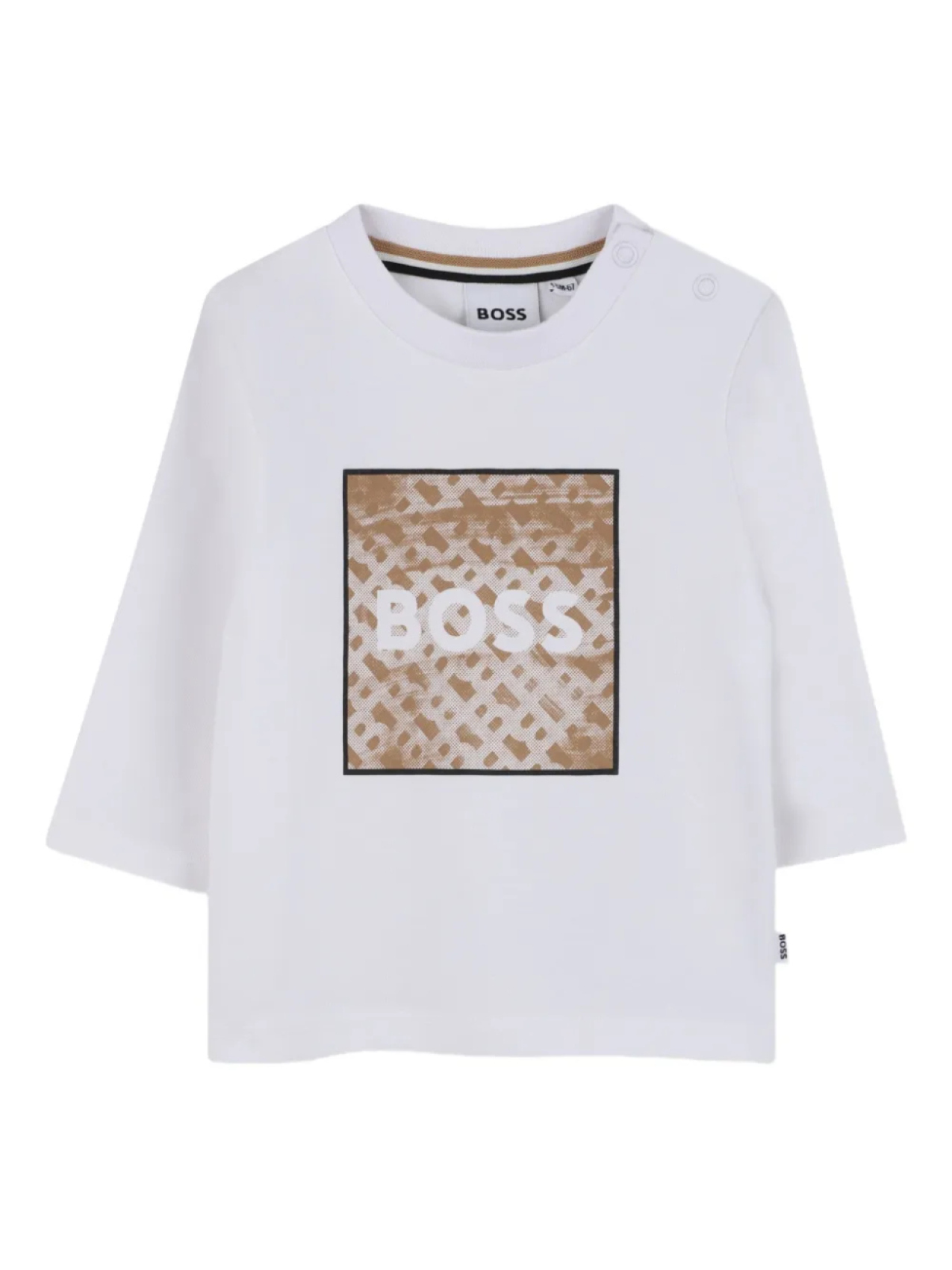 

Футболка с длинными рукавами и квадратным логотипом BOSS Kidswear, белый