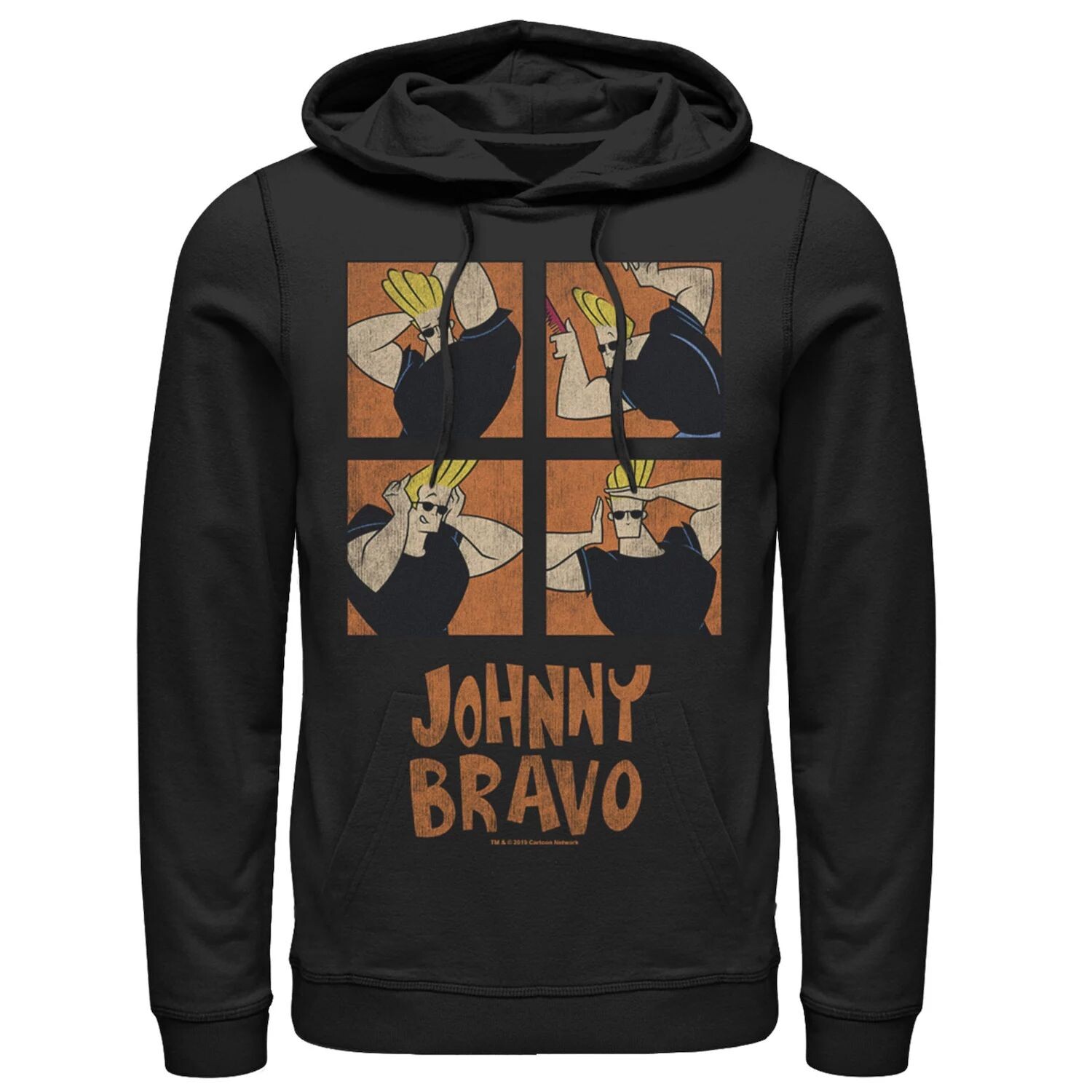 

Мужская толстовка с рисунком Cartoon Network Johnny Bravo Box Up Hairdo Licensed Character, черный