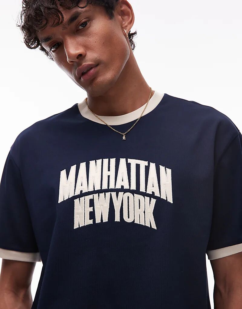 

Футболка Tommy Jeans Manhattan Ringer темно-синего цвета