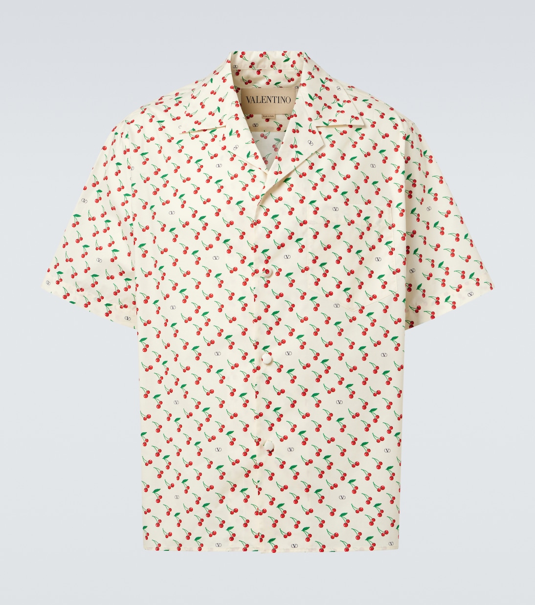 

Вискозная поплиновая рубашка в стиле боулинг Cherryfic Valentino, Burro/ Rosso/ Verde