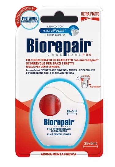 

Ультраплоская невощеная зубная нить, 30м Biorepair