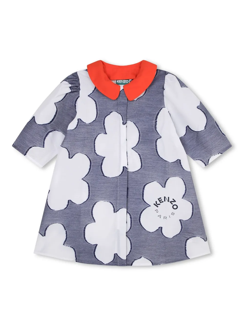 

Платье с цветочным принтом Kenzo Kids, синий