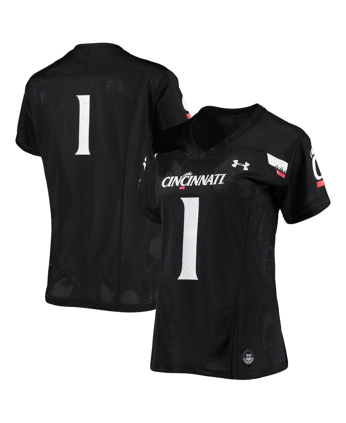

Женская черная футболка №1 Cincinnati Bearcats, готовая копия футбольного джерси Under Armour, черный