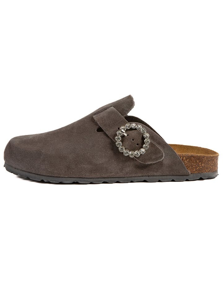Сабо billowy Leder-Clogs, антрацит