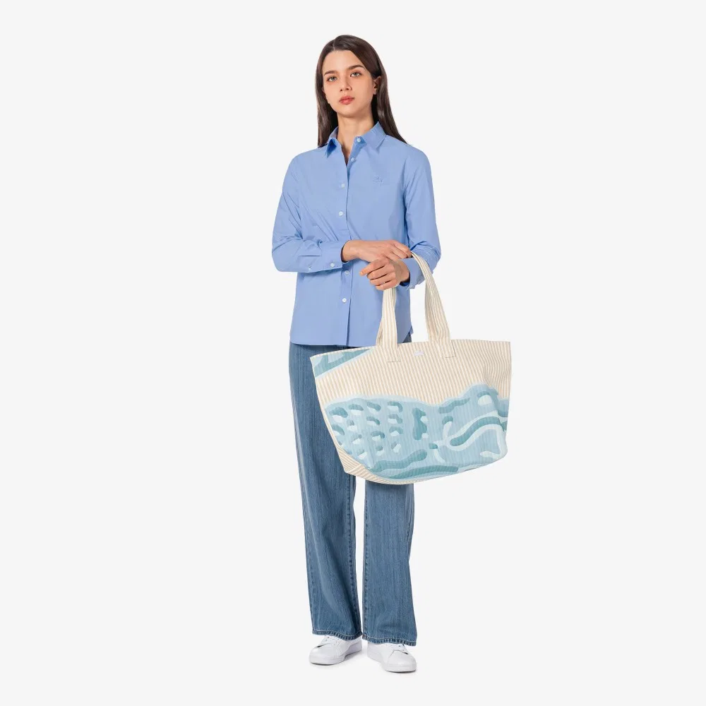 Рубашка Lacoste Поплиновая Однотонная, Серо-голубая — фото 4