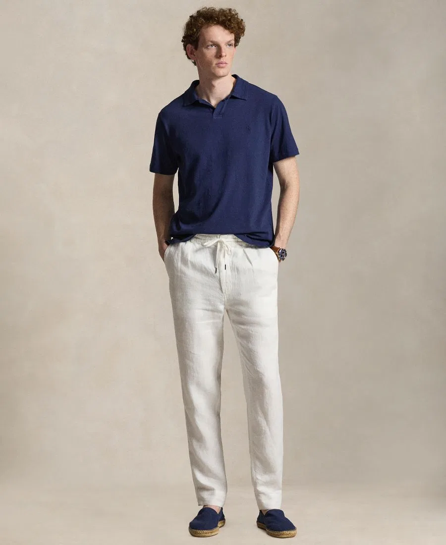 Поло из хлопка и льна стандартного кроя Polo Ralph Lauren, темно-синий — фото 2