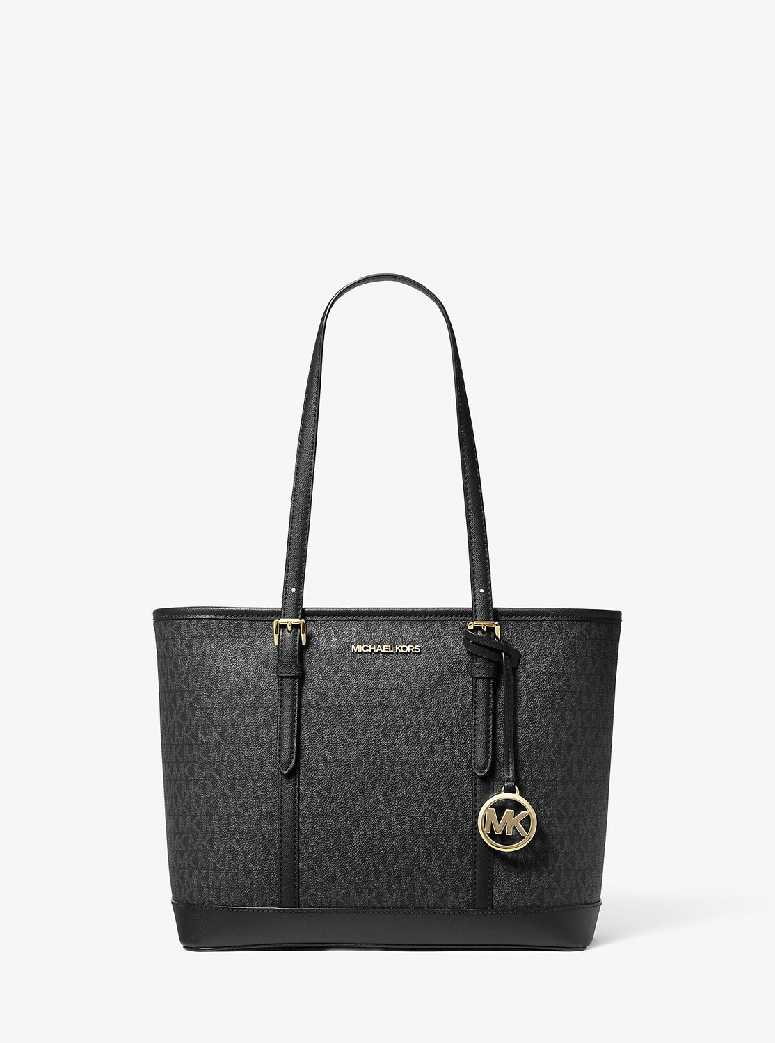

Маленькая большая сумка с логотипом Jet Set Travel на молнии сверху Michael Kors, черный