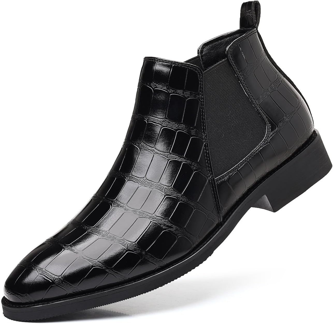 

Мужские кожаные ботинки Chelsea Santimon с узором, стильные ботинки без шнурков для офиса и свадьбы, черный