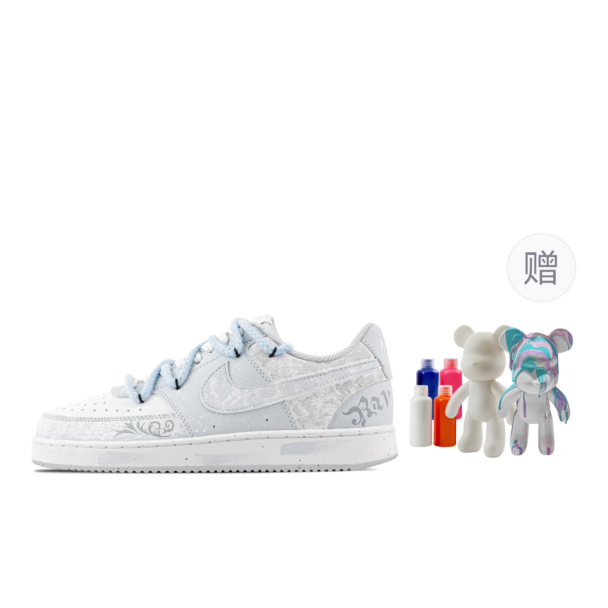 

Nike Низкие износостойкие кроссовки для скейтбординга Court Vision Blue Snake Ash, Fluid Bear, светло-голубые, мужские
