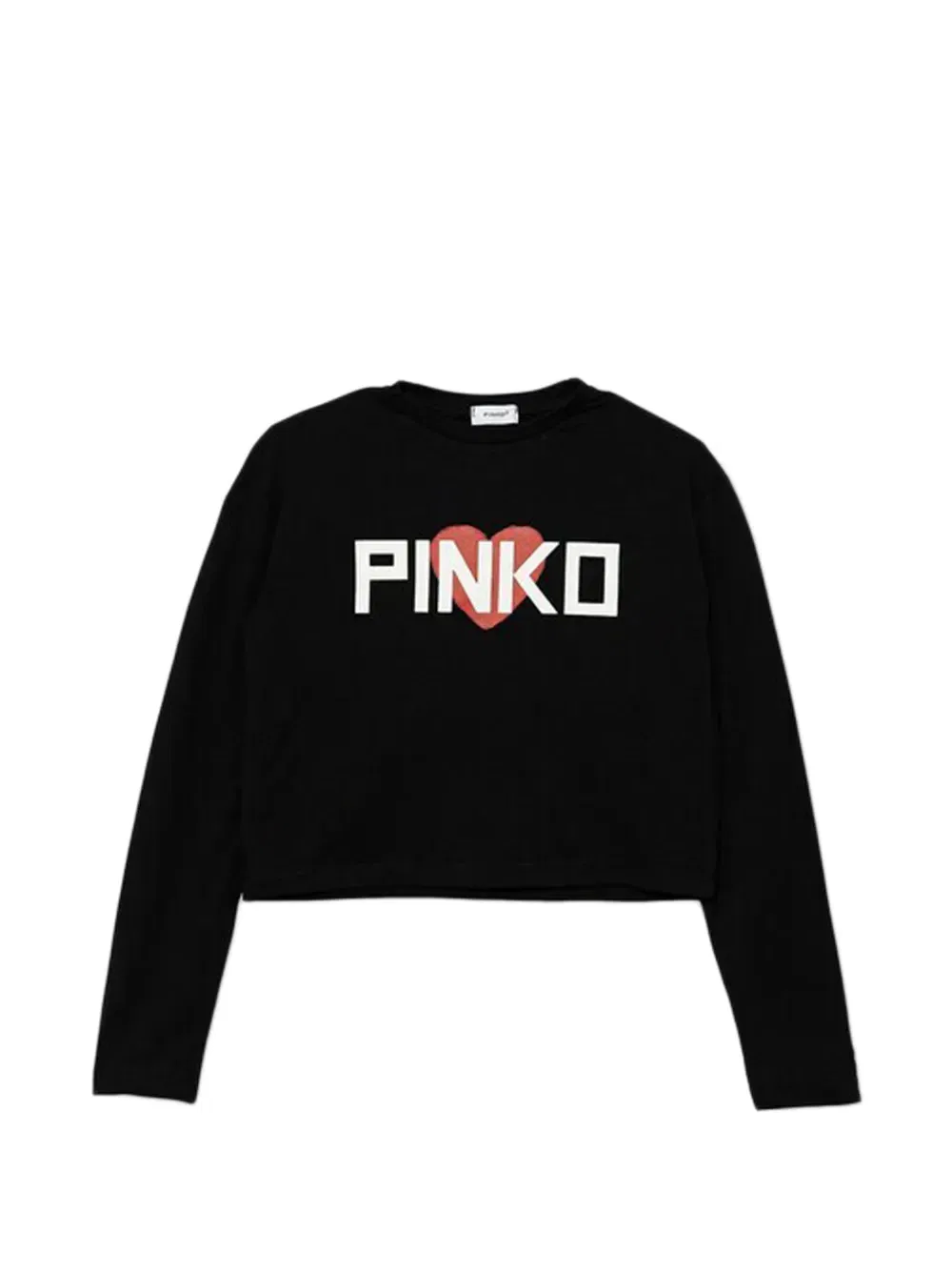 Укороченная футболка с сердечком Pinko Kids, черный