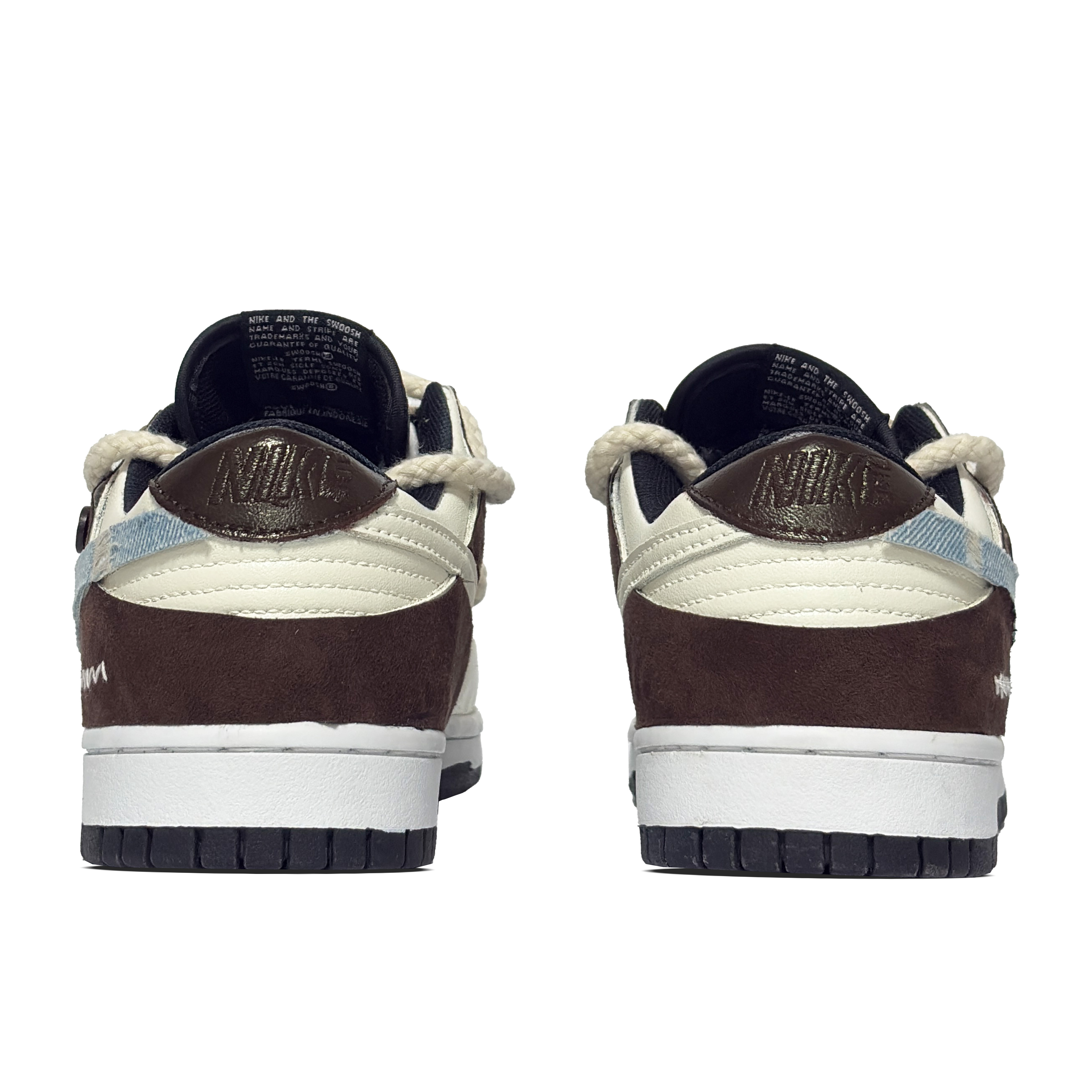Детские кроссовки для скейтбординга Dunk Denim Button Low Top для подростков Nike, бежевый/коричневый — фото 4
