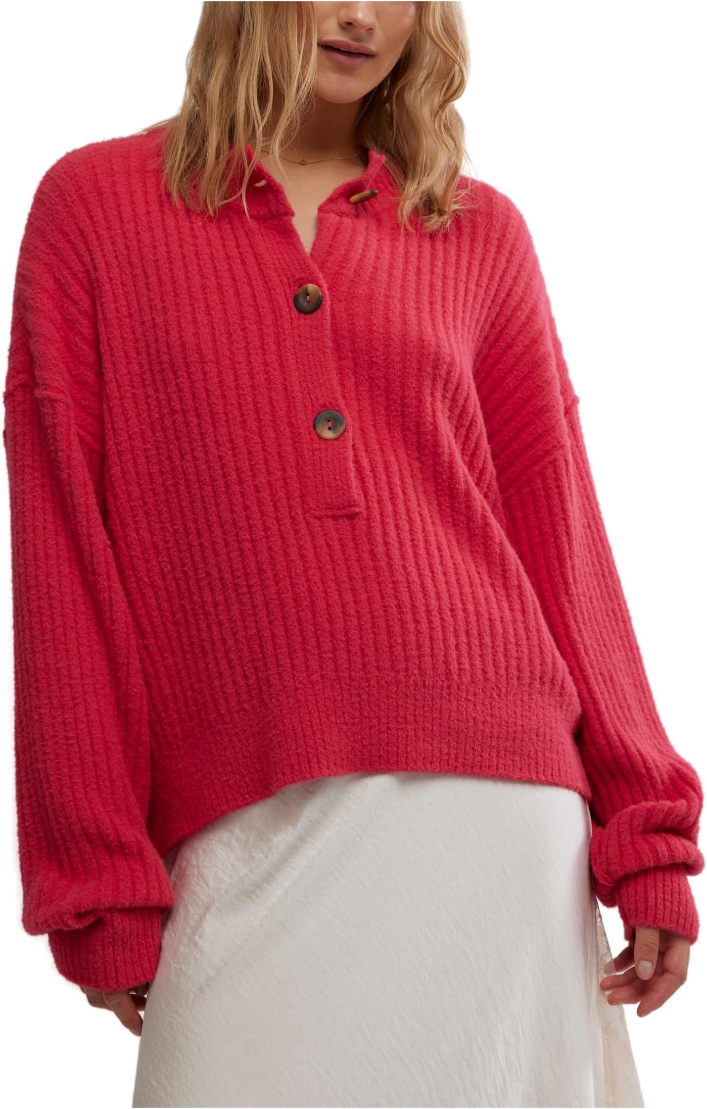 

Свитер Free People Cocoa Henley, цвет Virtual Pink