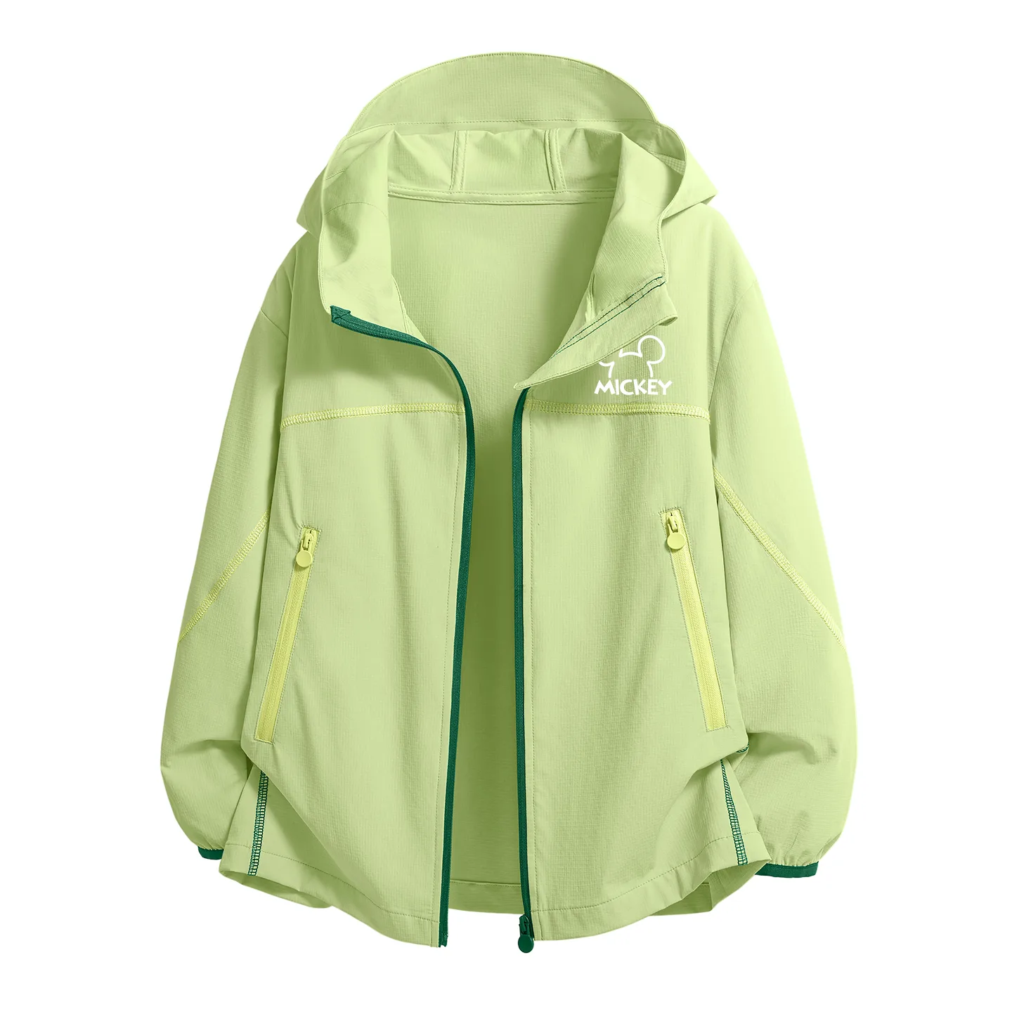 Детская одежда с защитой от солнца с капюшоном, тонкая и дышащая Disney, Solid Color Green — фото 3