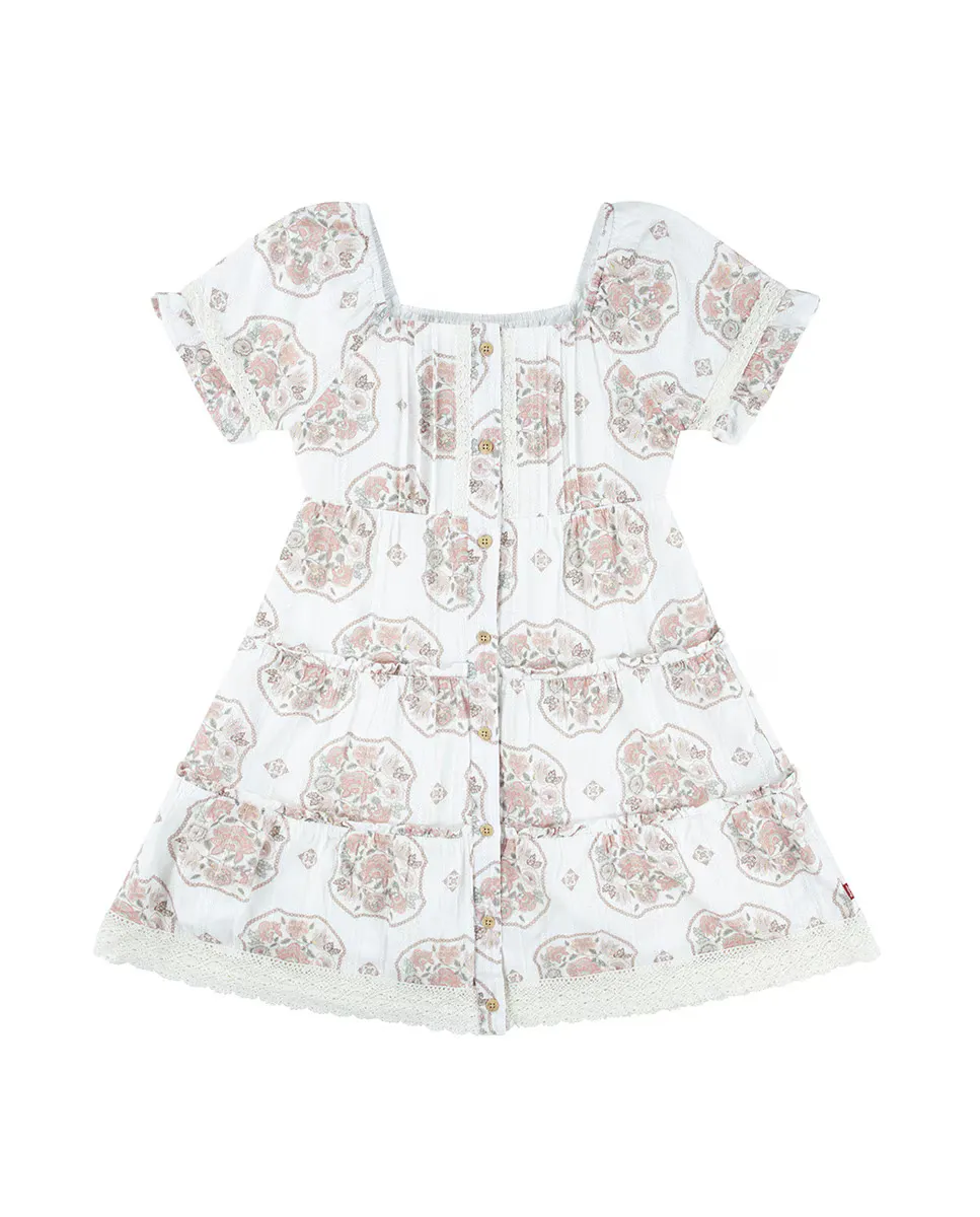 

Платье для девочек Levi's Tiered Pintuck с несколькими слоями, белый