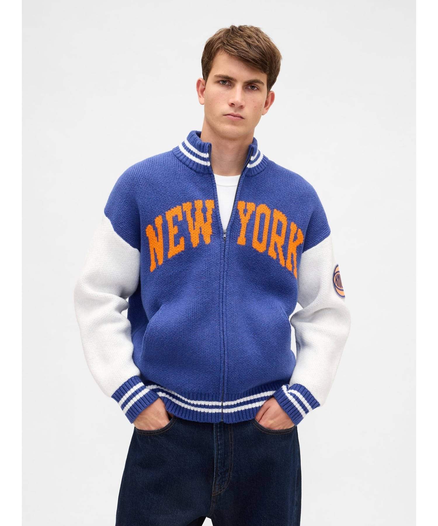 Свитер на молнии с логотипом New York Kicks от CashSoft Cashmere Touch (U) GAP, NEW_YORK_KNICKS